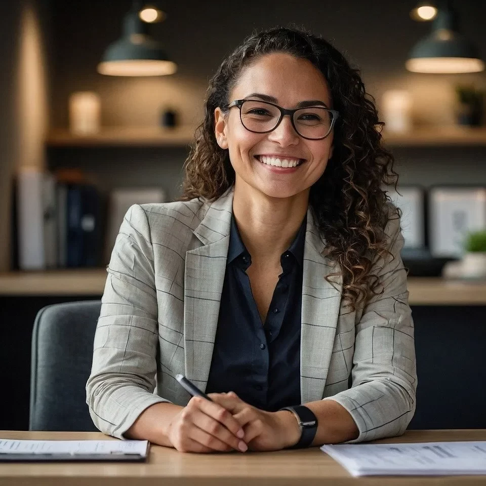 Lady-behind-desk-smiling lady behind desk smiling