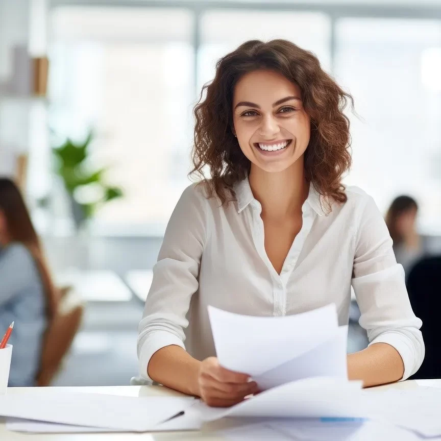 white lady white shirt smiling